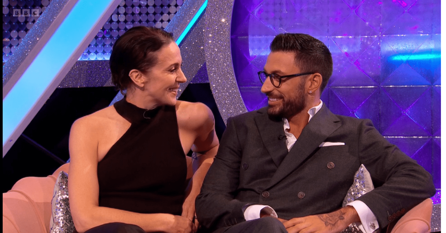 Actress Amanda Abbington sat next to dancer Giovanni Pernice on the BBC show It Takes Two