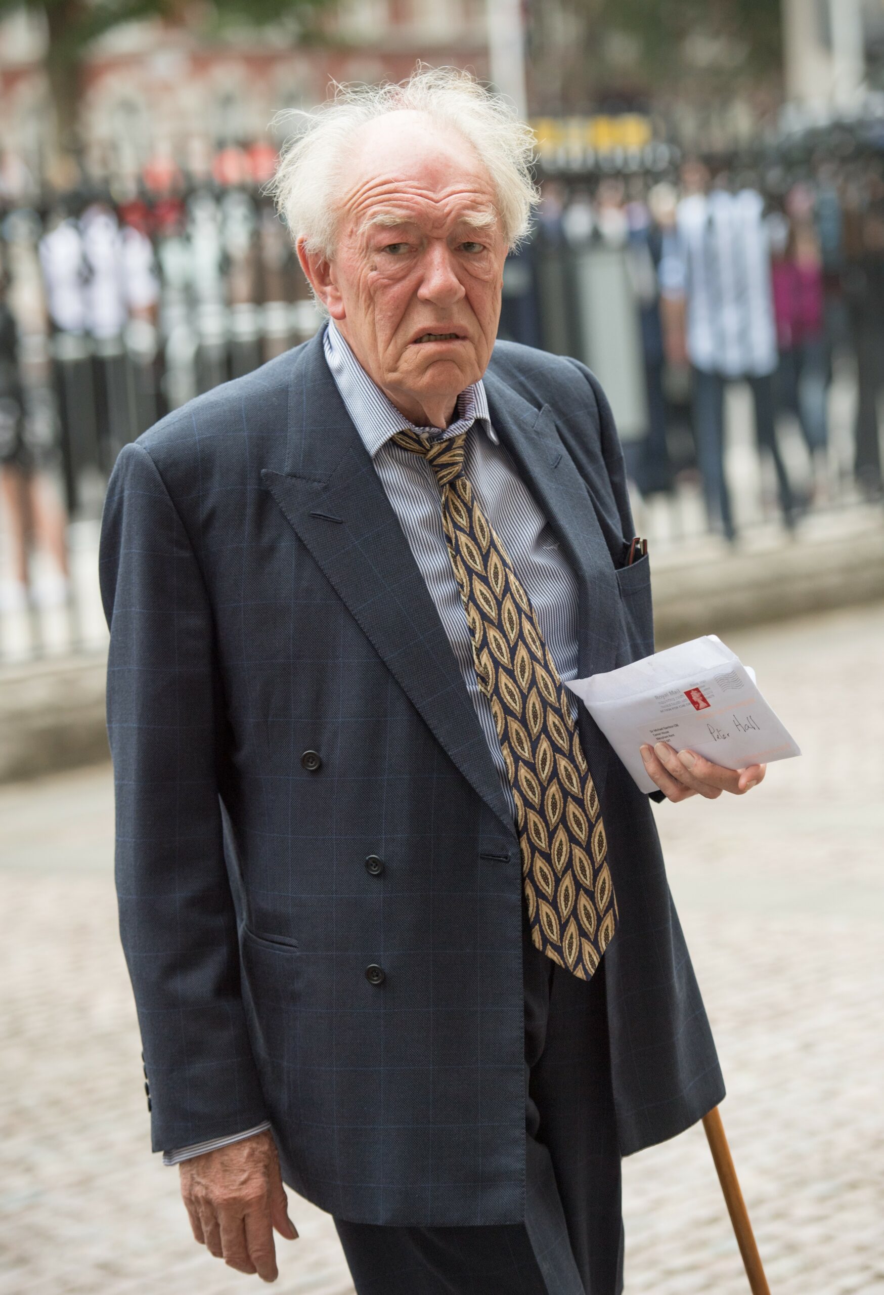 Michael Gambon looking at camera