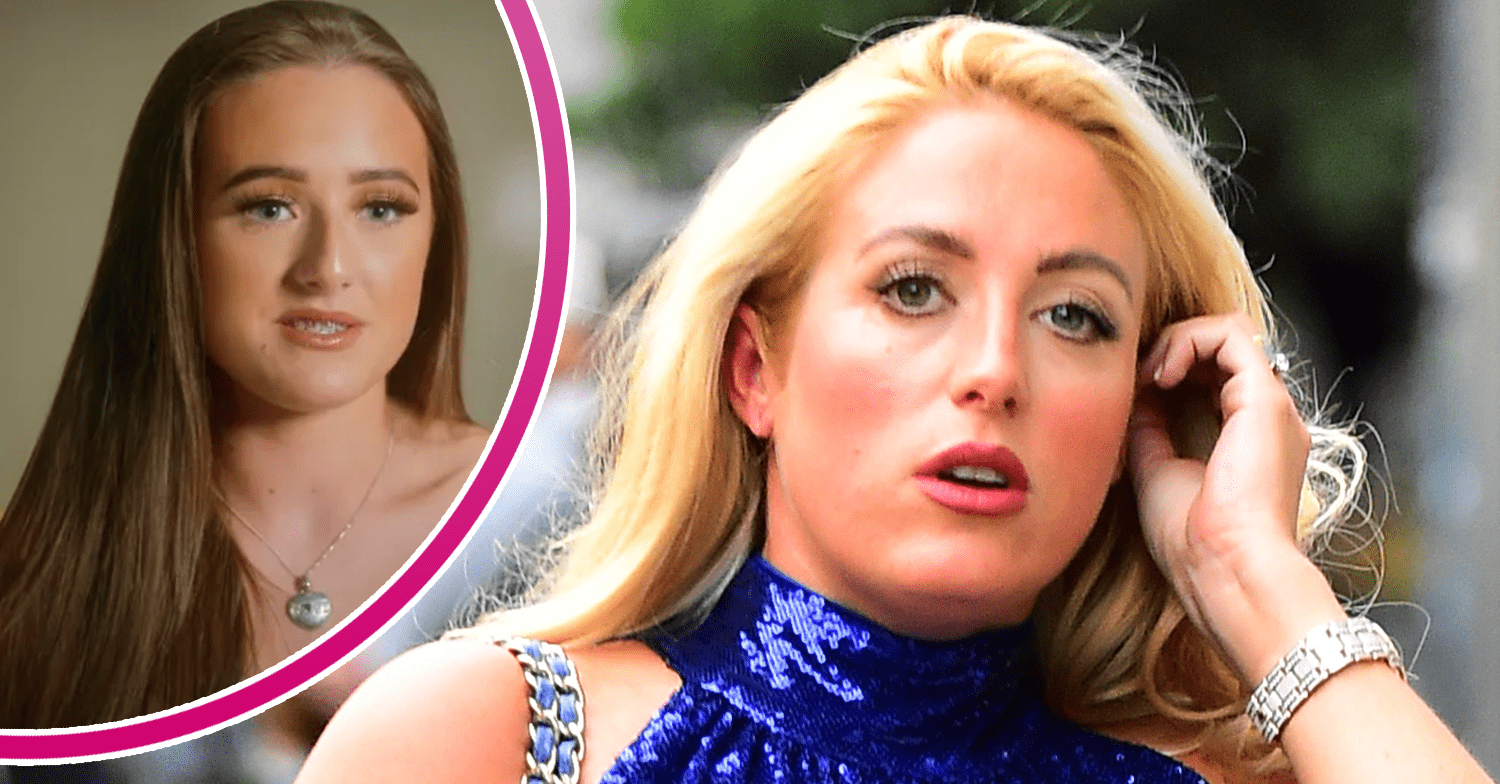 Paris Fury on the phone and her daughter inset