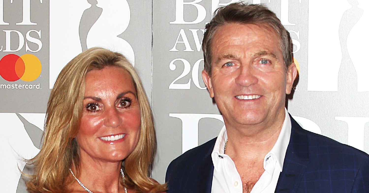 Bradley Walsh and wife Donna smiling at the Brits