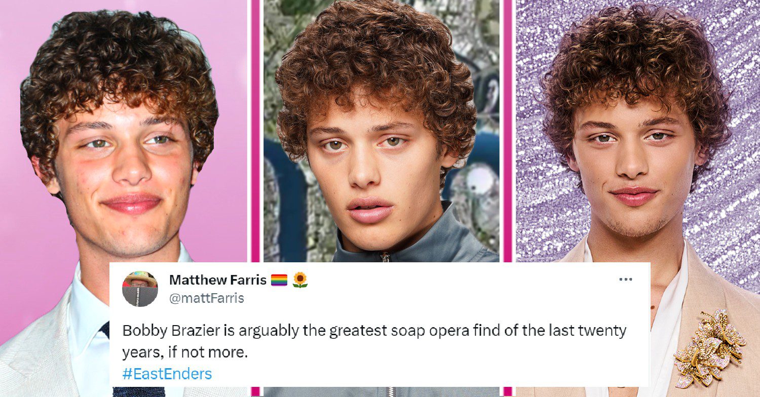 Bobby Brazier comp image: In EastEnders, on the NTA red carpet and in Strictly with a tweet overlaid