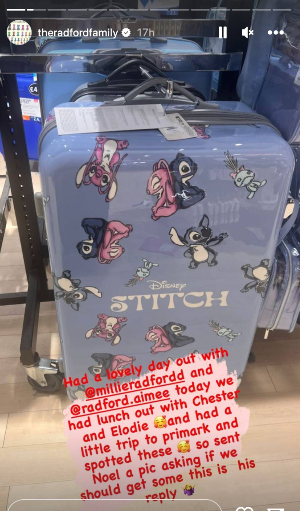 Sue Radford posts on Instagram