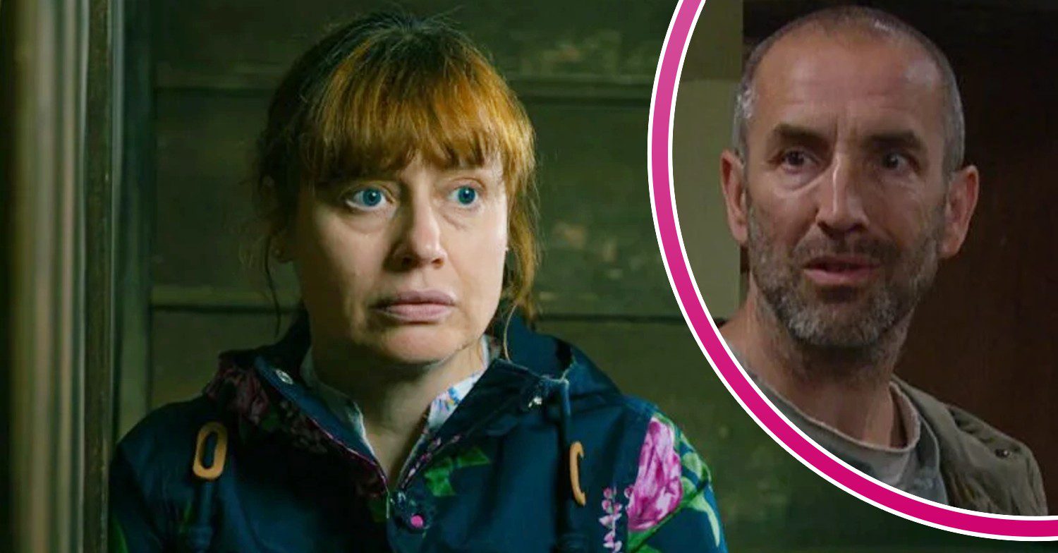 Lydia looking worried on Emmerdale; inset, Sam looks shocked (Credit: ITV/Composite: ED!)