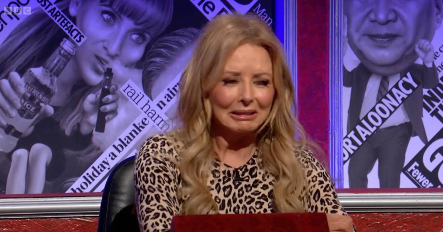 Carol Vorderman cringes