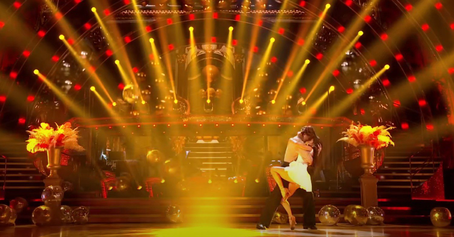 Dianne Bushwell in a backbend dance move with actor Bobby Brazier as they finished their routine on Strictly Come Dancing