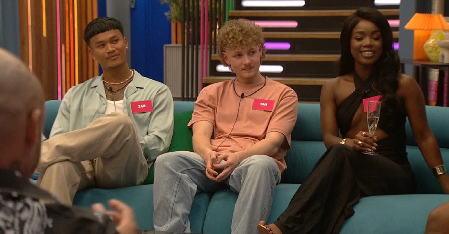 Big Brother UK stars Zak, Tom and Noky on the sofa