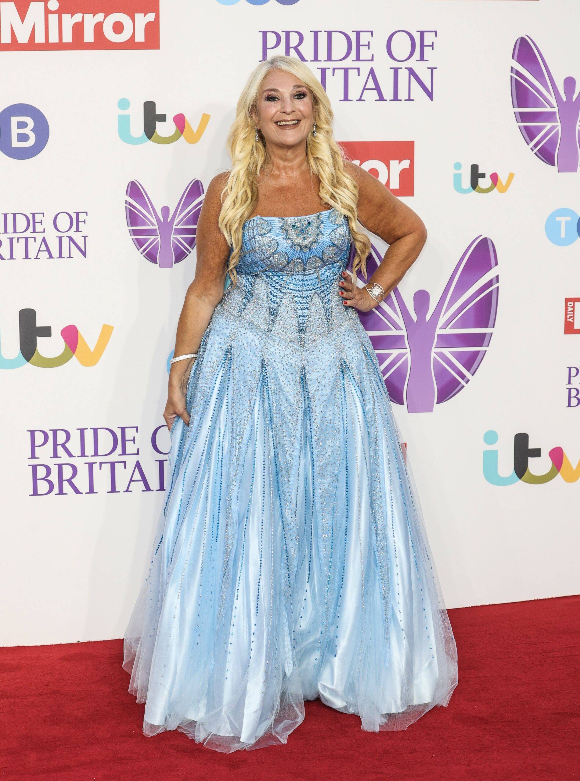Vanessa Feltz in blue dress at the Pride of Britain Awards