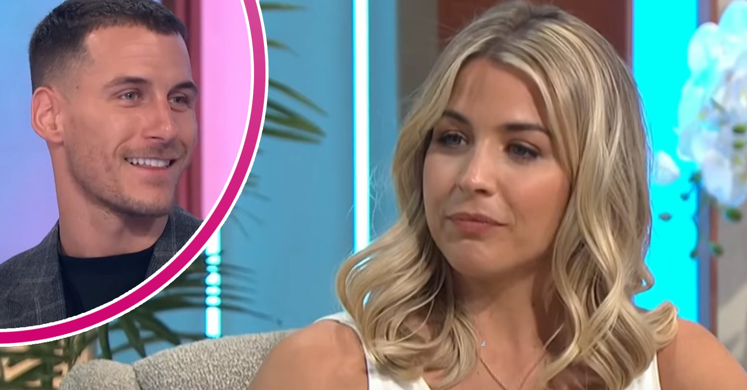 Gemma Atkinson speaking on Lorraine and Gorka smiling inset