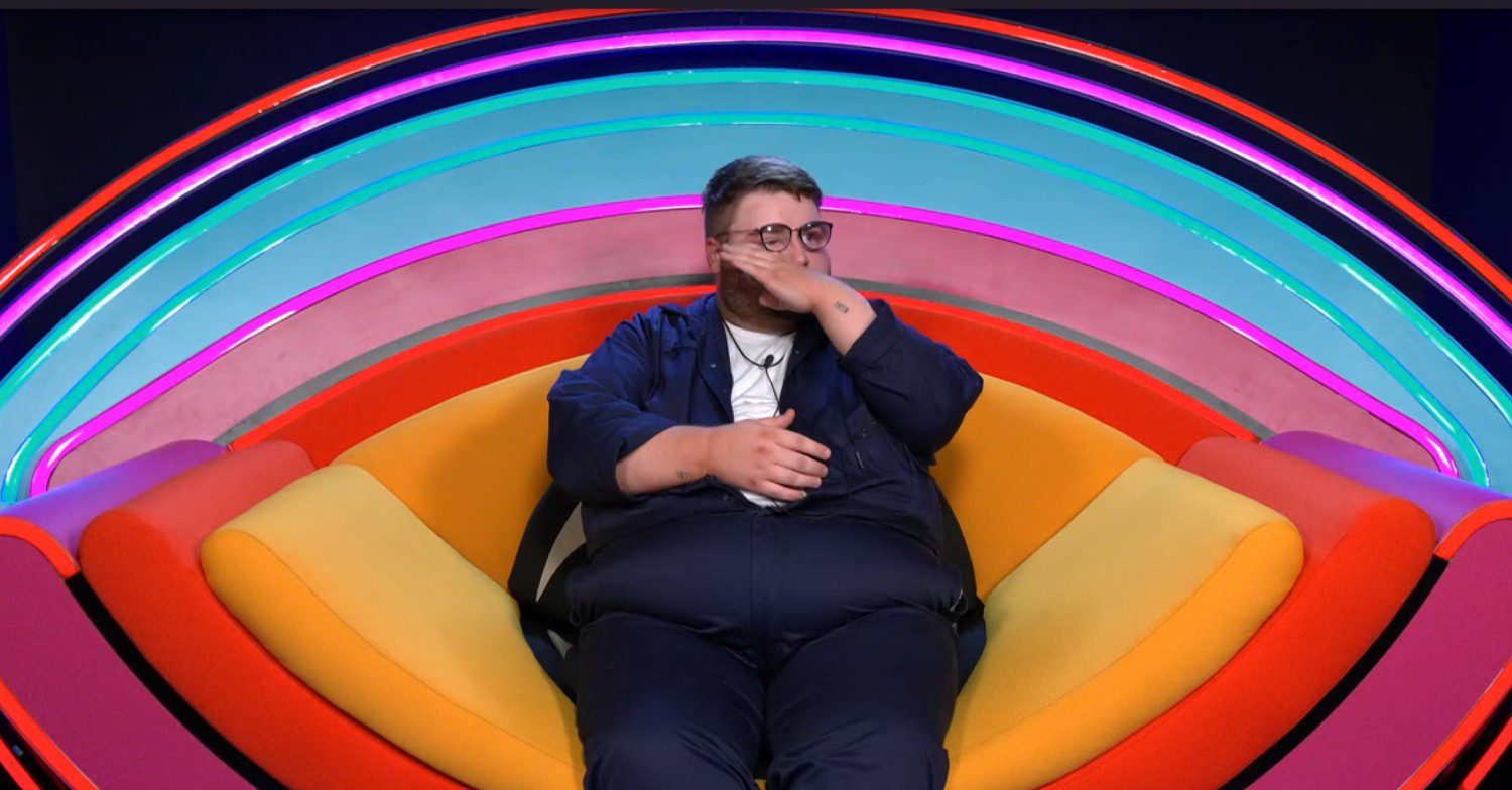 Big Brother housemate Jenkin crying in the diary room