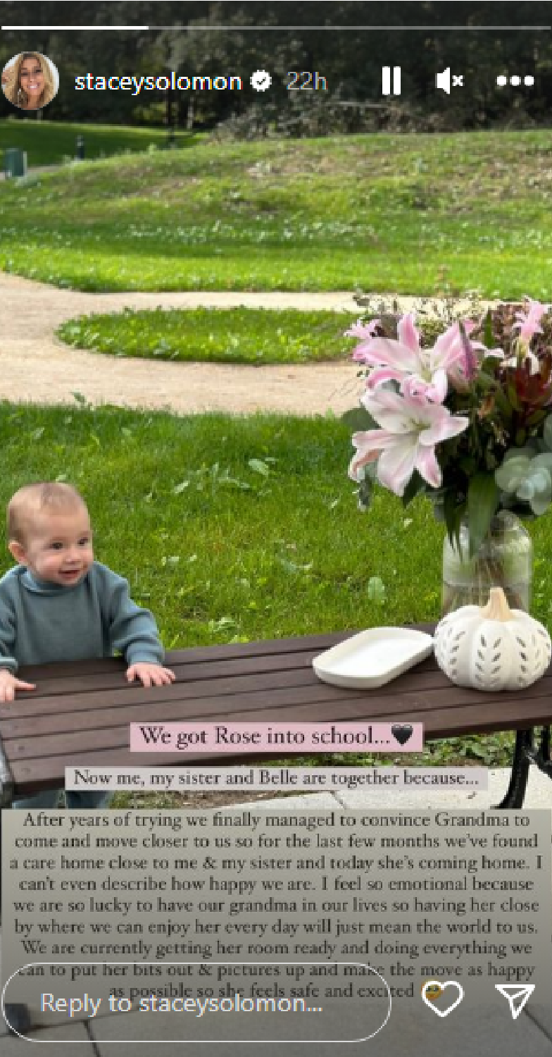 Stacey Solomon shares message to Instagram