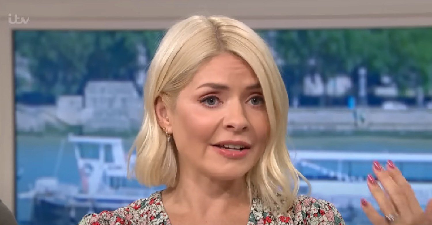 Holly Willoughby looks serious on This Morning