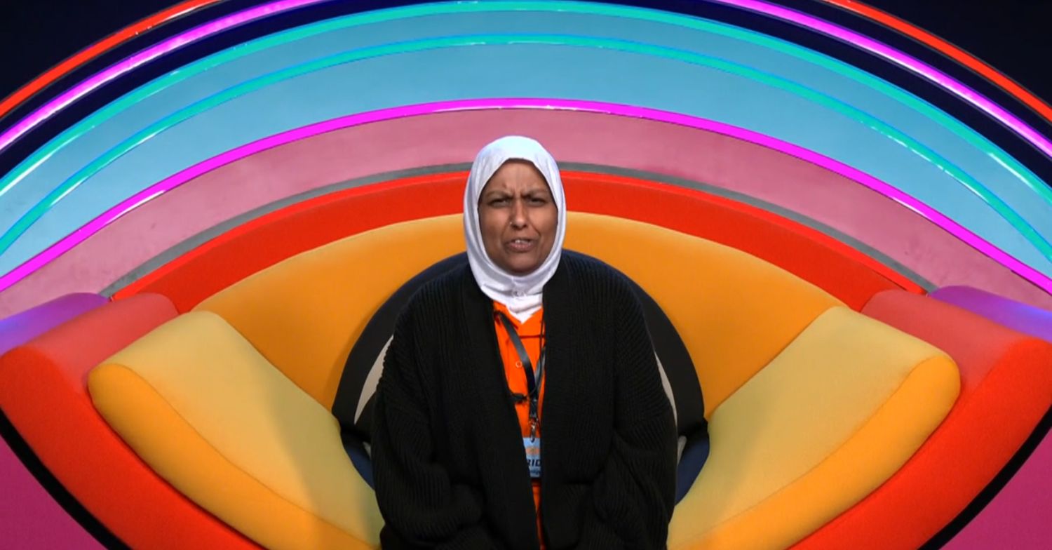 Farida in the Big Brother diary room