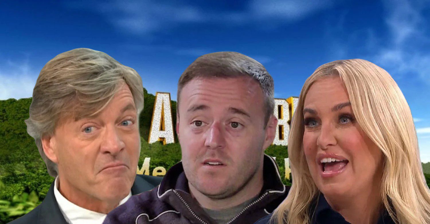 Alan Halsall, Richard Madeley and Jody Gibson vs I'm A Celeb background (Credit: ITV/YouTube/Composite: ED!))