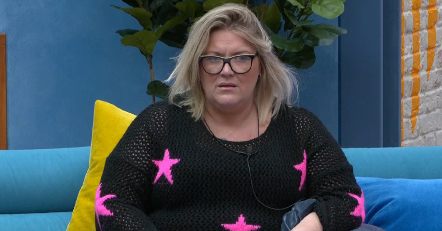 Big Brother star Kerry sat on the sofa in the house