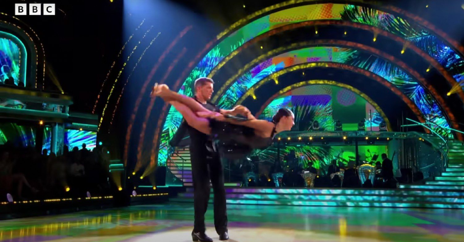 Nigel Nigel Harman lifting Katya Jones while on Strictly Come Dancing