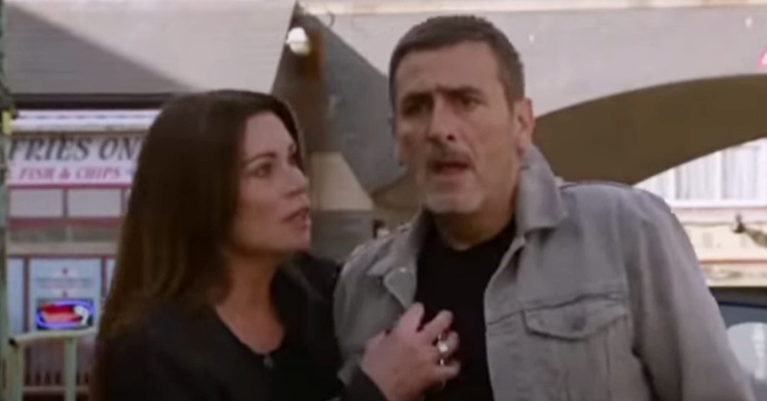 Coronation Street's Carla and Peter are in shock outside