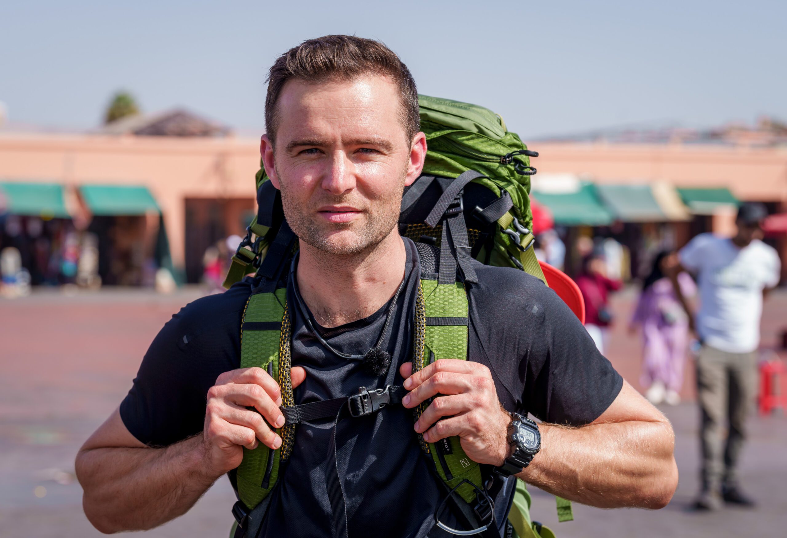 Harry Judd carries backpack on Celebrity Race Across the World