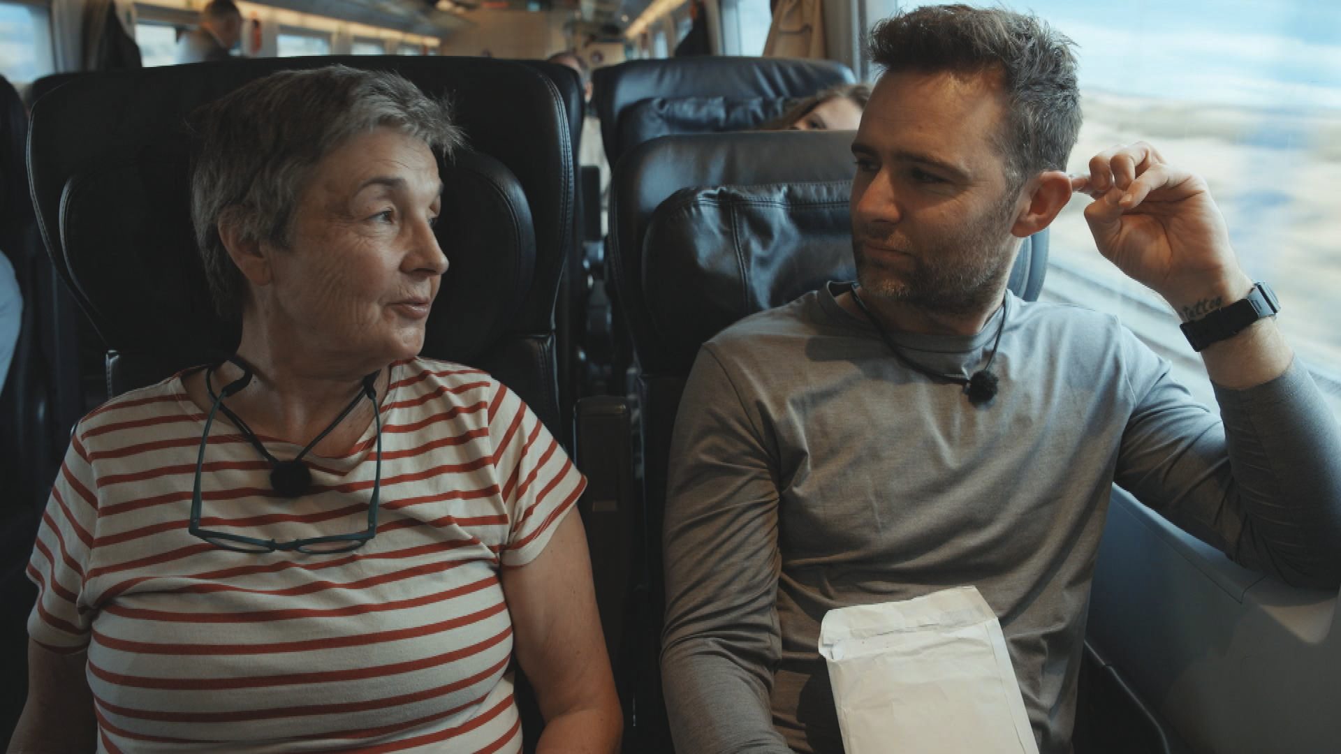 Harry Judd and his mum Emma travelling on Celebrity Race Across the World