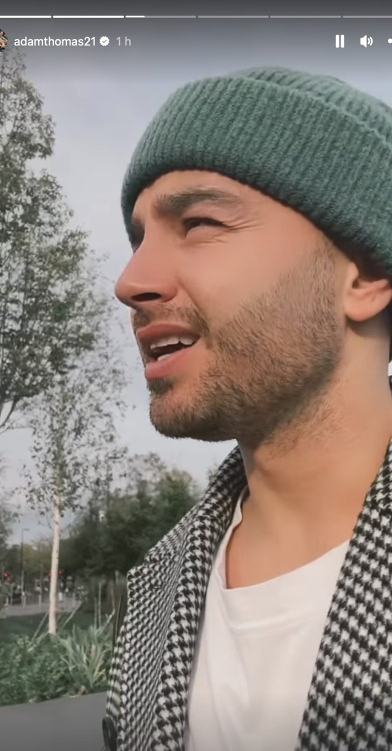 Screengrab of Adam Thomas' Instagram story