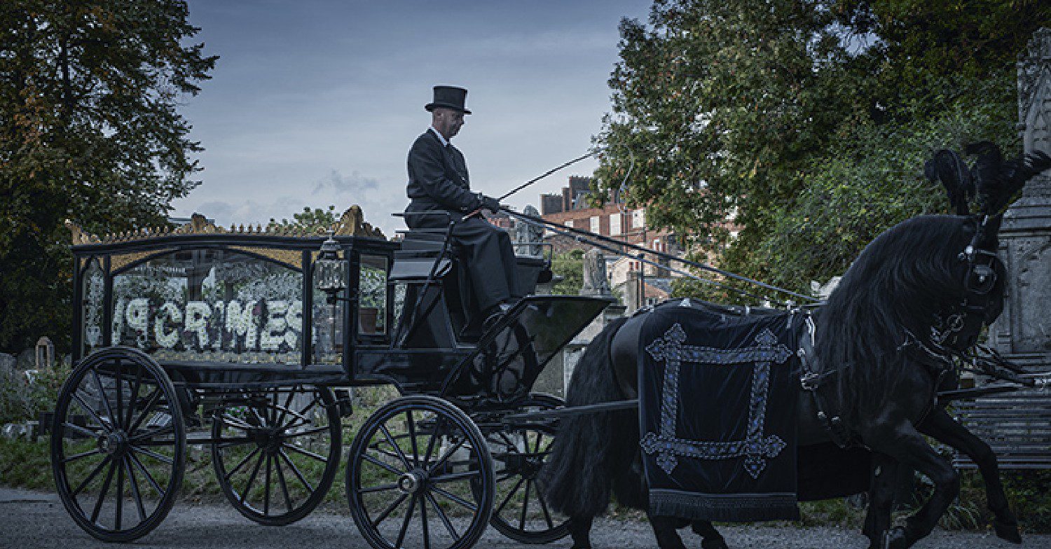 horse and carriage pulling 19 crimes wine coffin