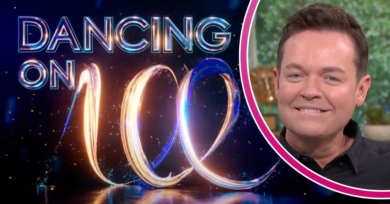 Stephen Mulhern smiling with Dancing On Ice logo