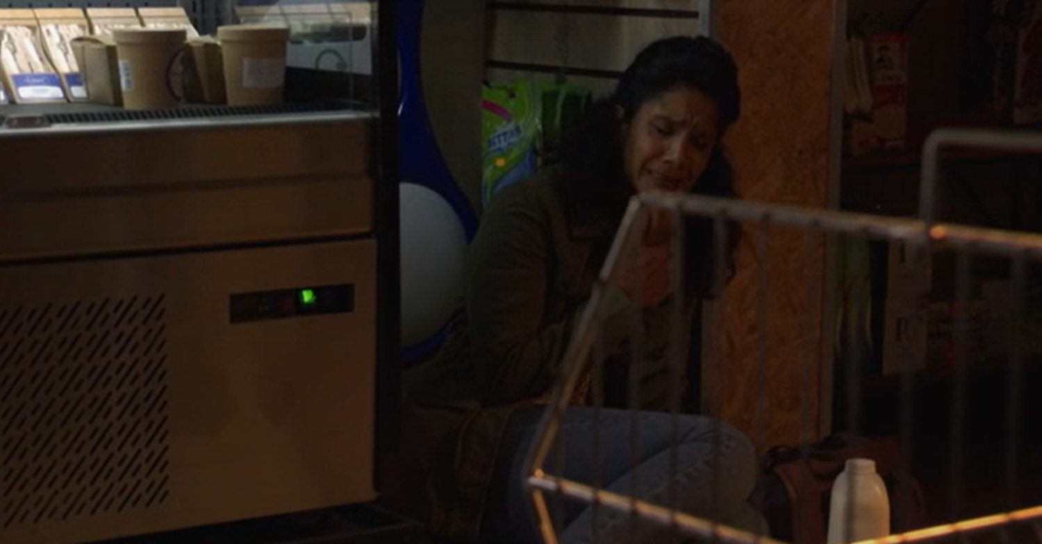 EastEnders' Suki is on the floor, upset