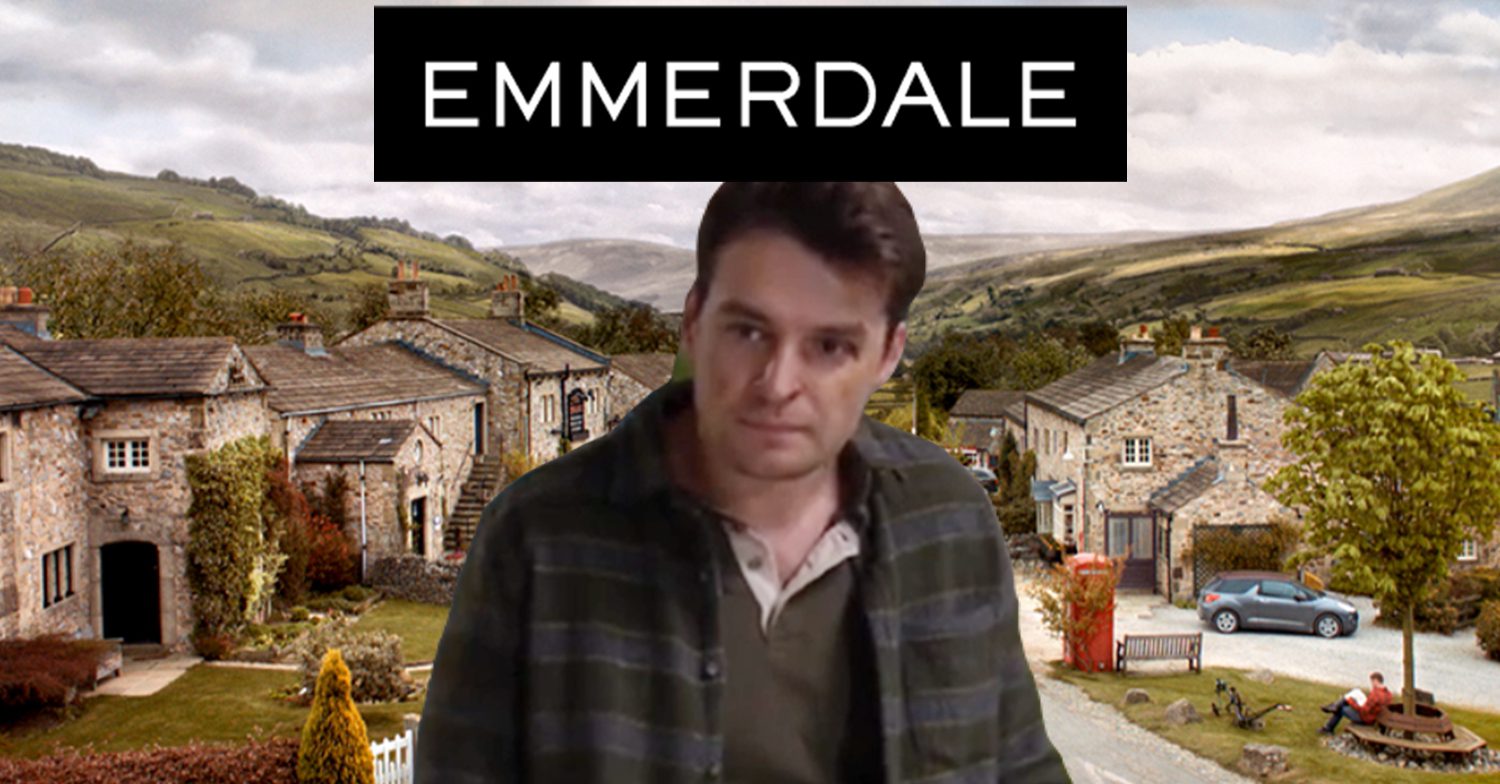 Emmerdale's Mack, the Emmerdale logo and background of the Dales