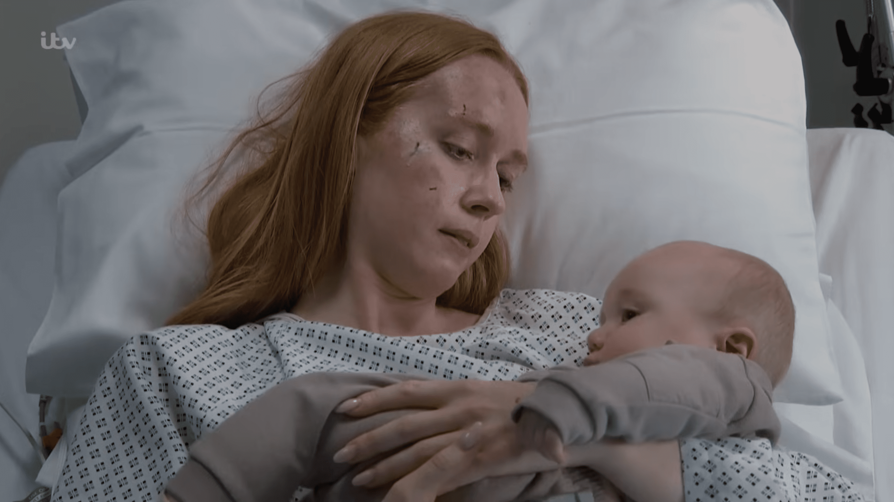 Chloe Harris looks practically all healed up just days after her cliff fall car horror in Emmerdale (Credit: ITV/YOUTUBE)