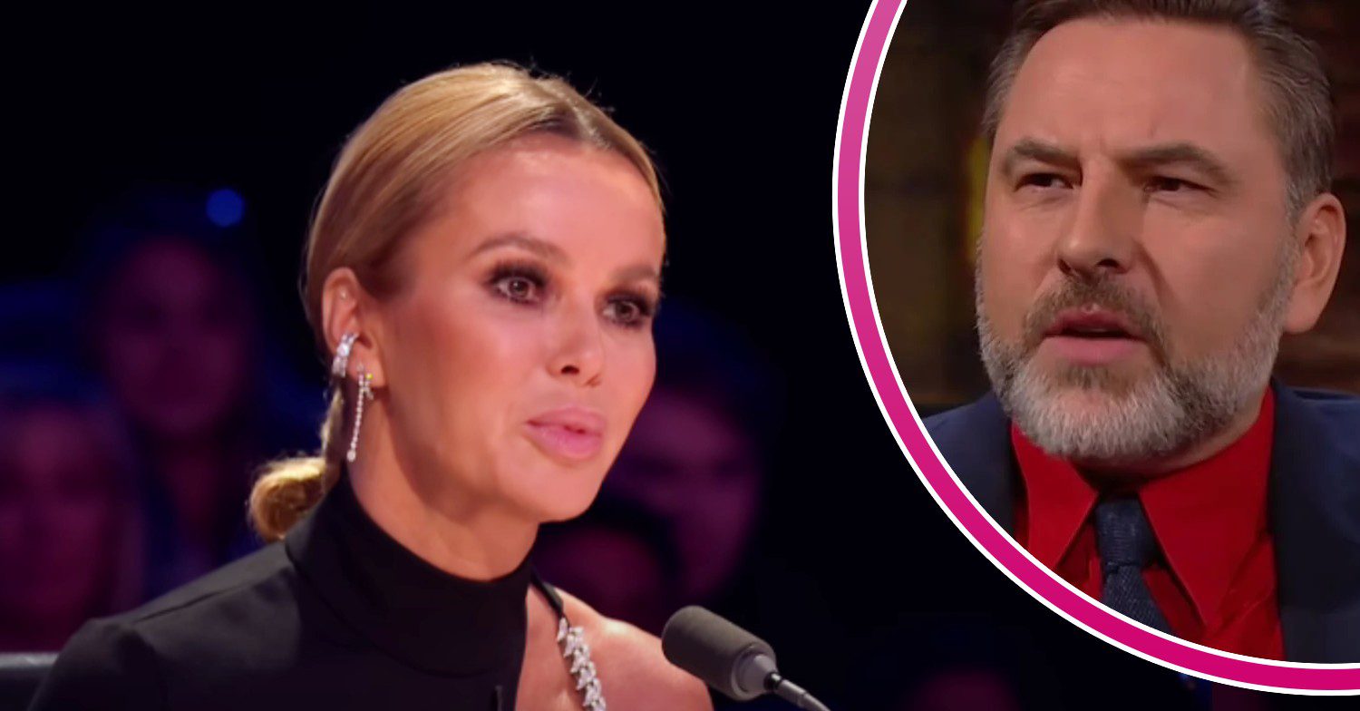 Amanda Holden looking emotional; inset, David Walliams looking confused (Credit: ITV/YouTube/Composite: ED!)