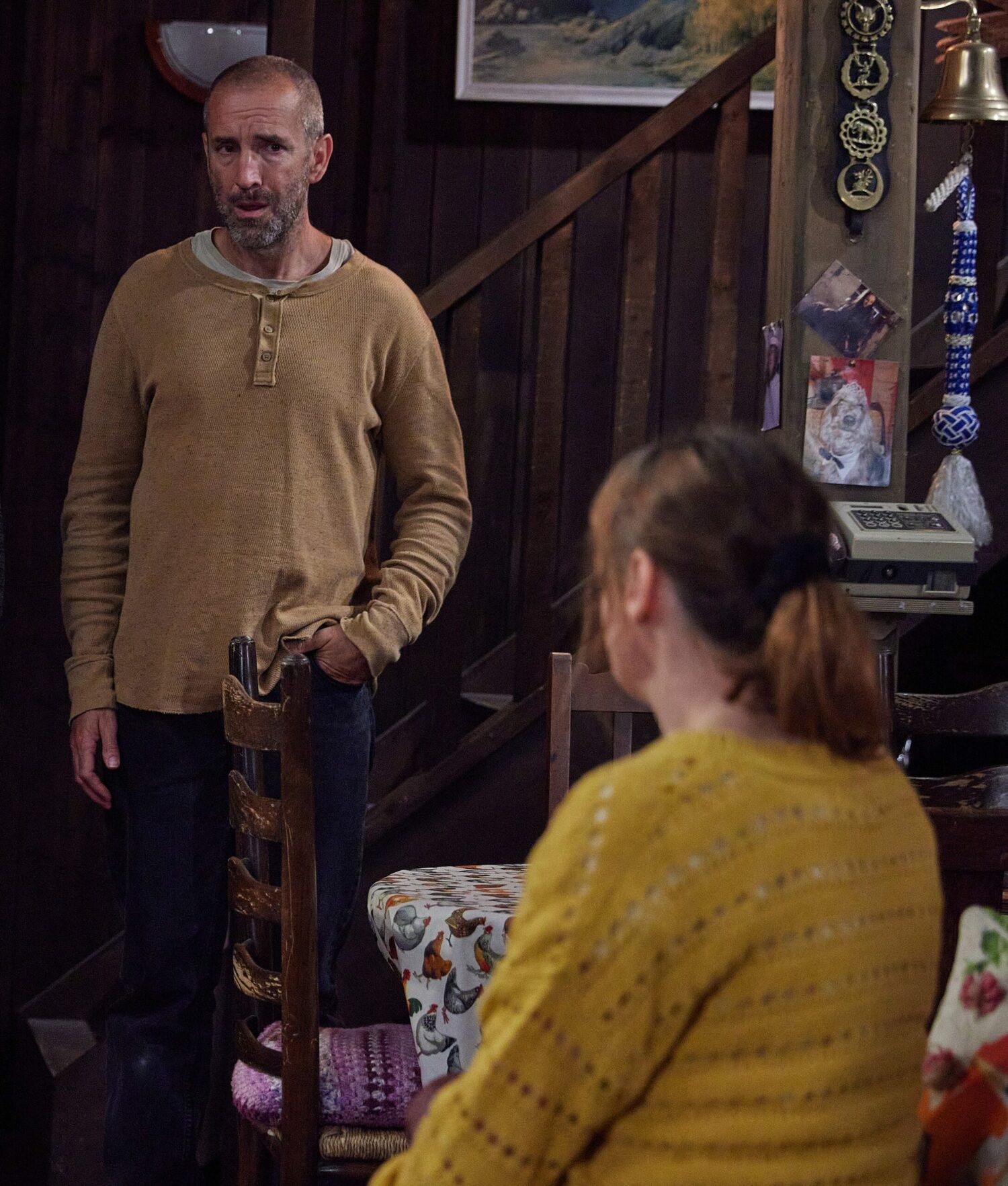 Sam looking sad as he talks to Lydia on Emmerdale