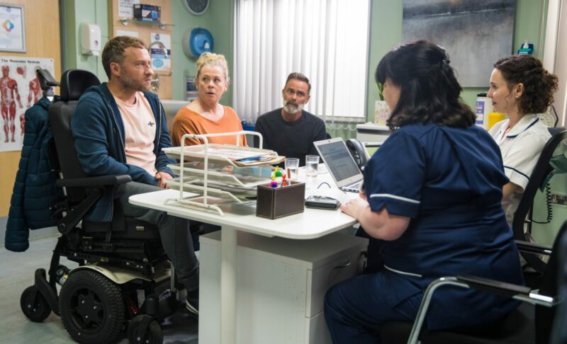 Paul, Billy and Bernie at the doctors on Corrie