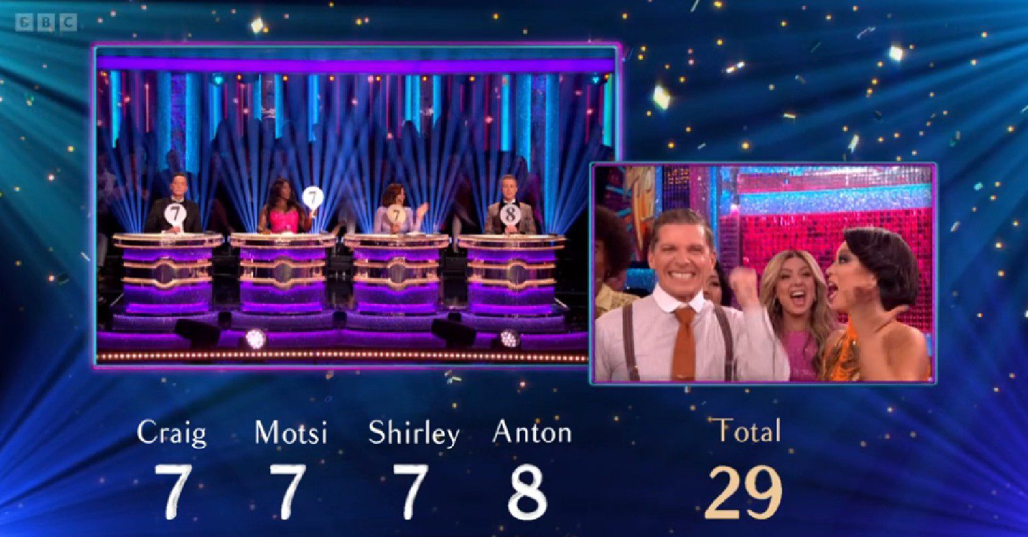 Nigel Harman and Katya Jones getting Strictly scores