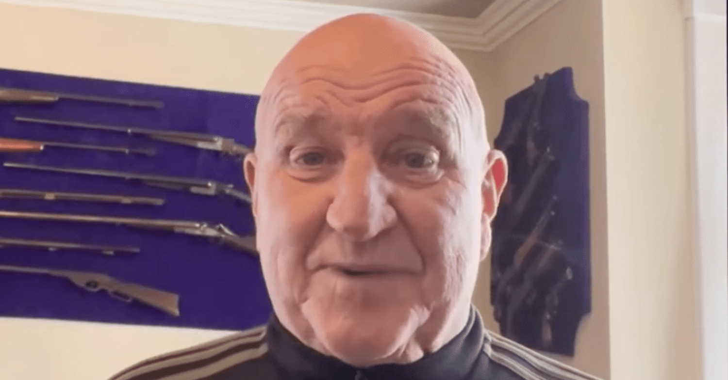 Dave Courtney at home surrounded by his guns
