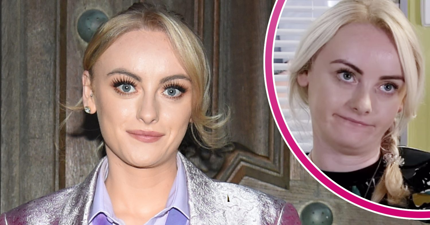 Coronation Street's Katie McGlynn, and in a bubble is Sinead Tinker