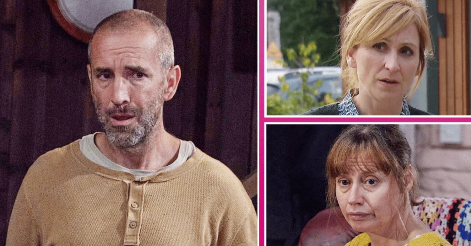 Composite of Sam, Laurel and Lydia on Emmerdale, all looking shocked (Credit: ITV/Composite: ED!)