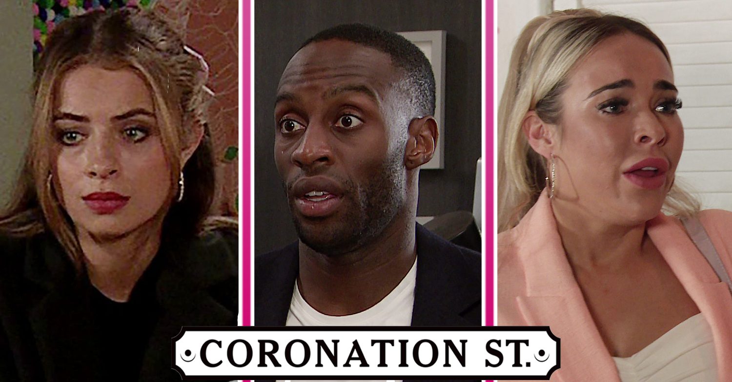 Coronation Street's Daisy, Michael, Courtney, the Coronation Street logo