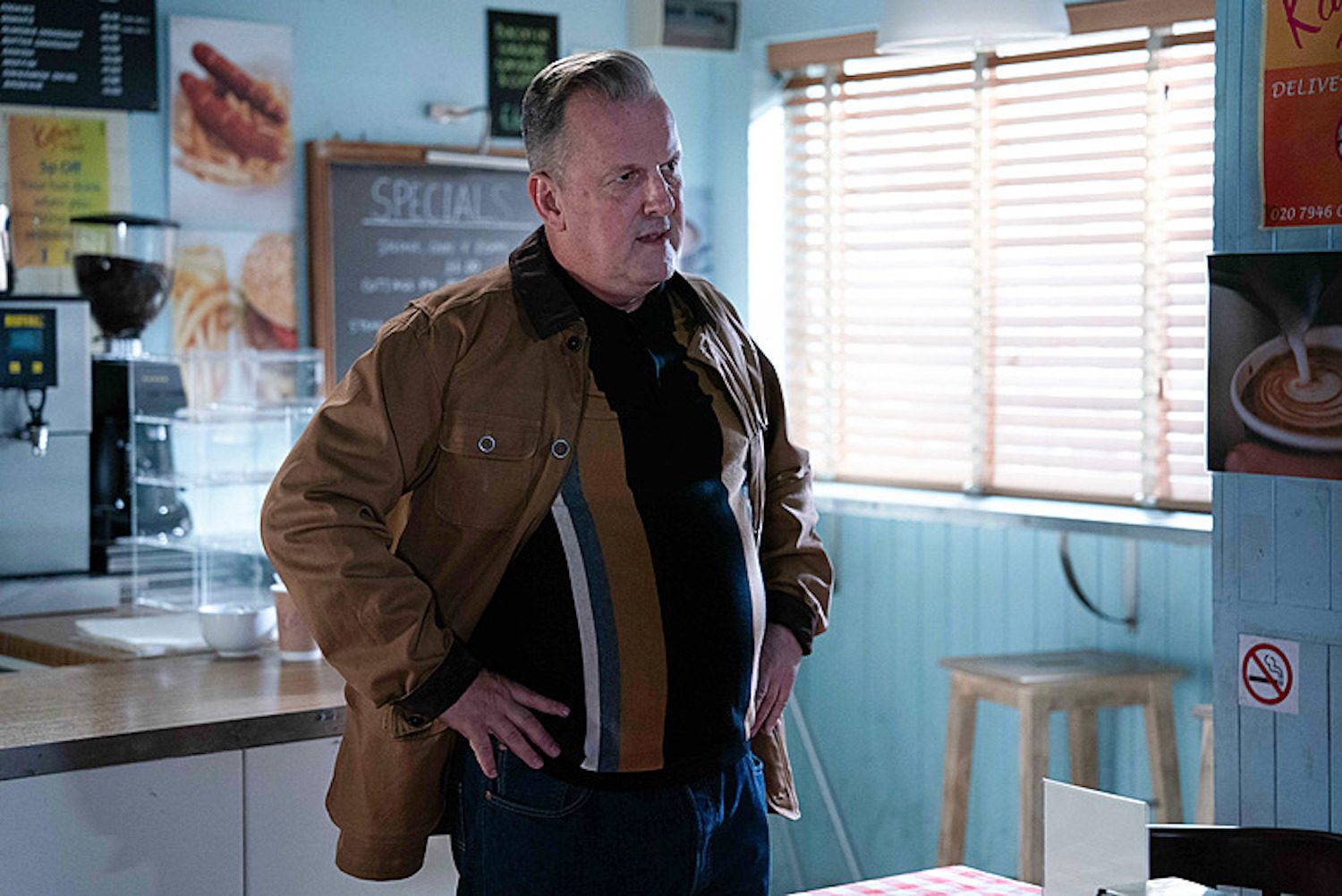 Harvey looks angry on EastEnders