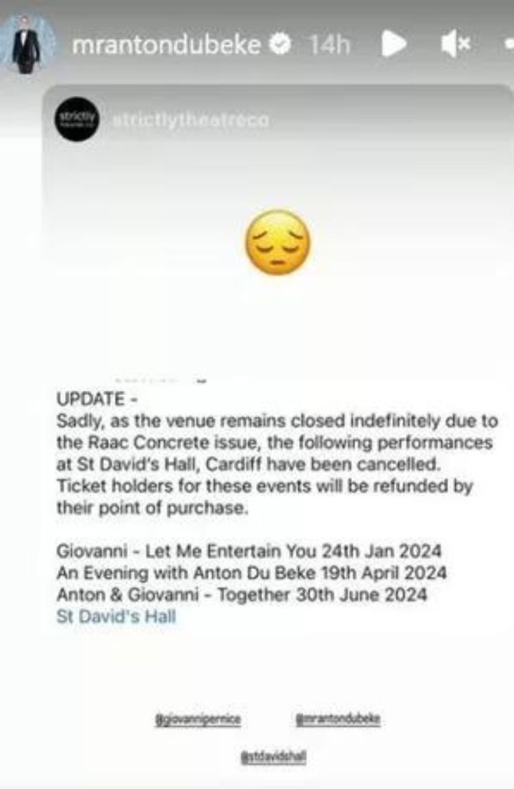 Anton Du Beke's Instagram Story