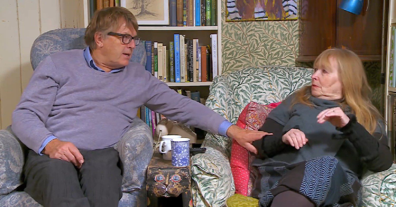 Giles comforts Mary on Gogglebox