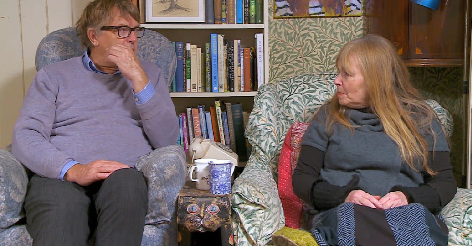 Giles comforts Mary on Gogglebox