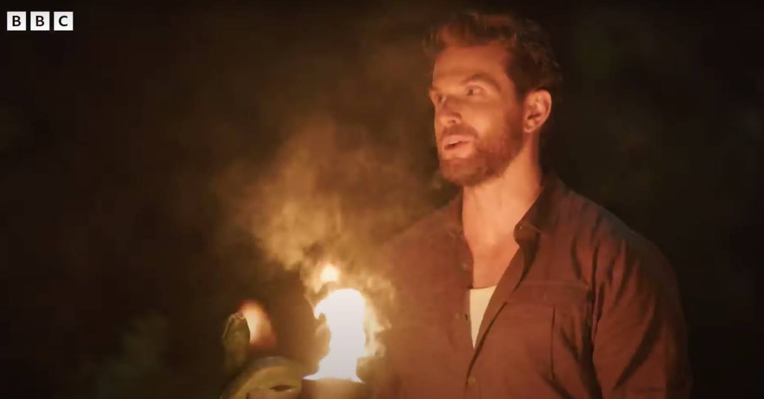 Joel Dommett in a scene from Survivor on BBC One