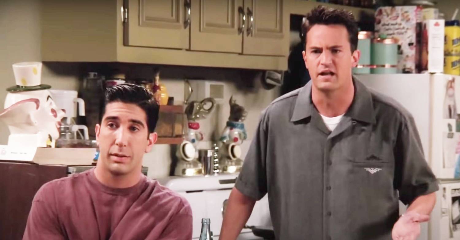 Matthew Perry shares a scene with David Schwimmer in Friends