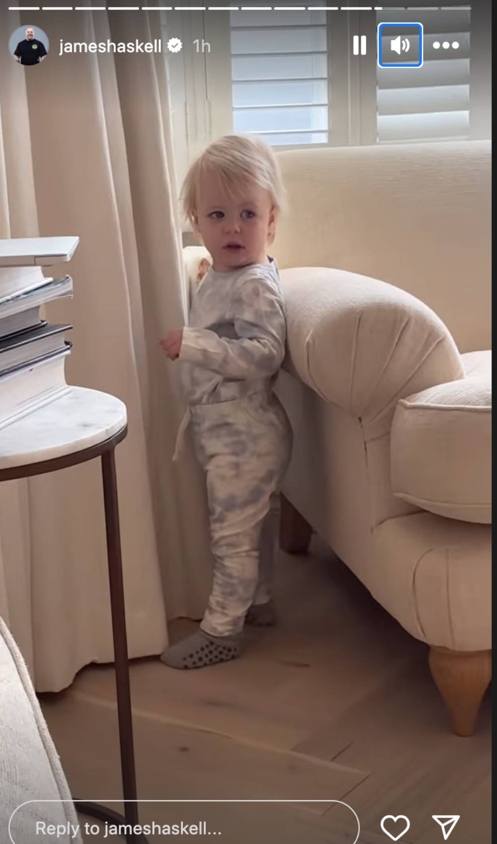 James Haskell shares an Instagram Story about daughter Bodhi