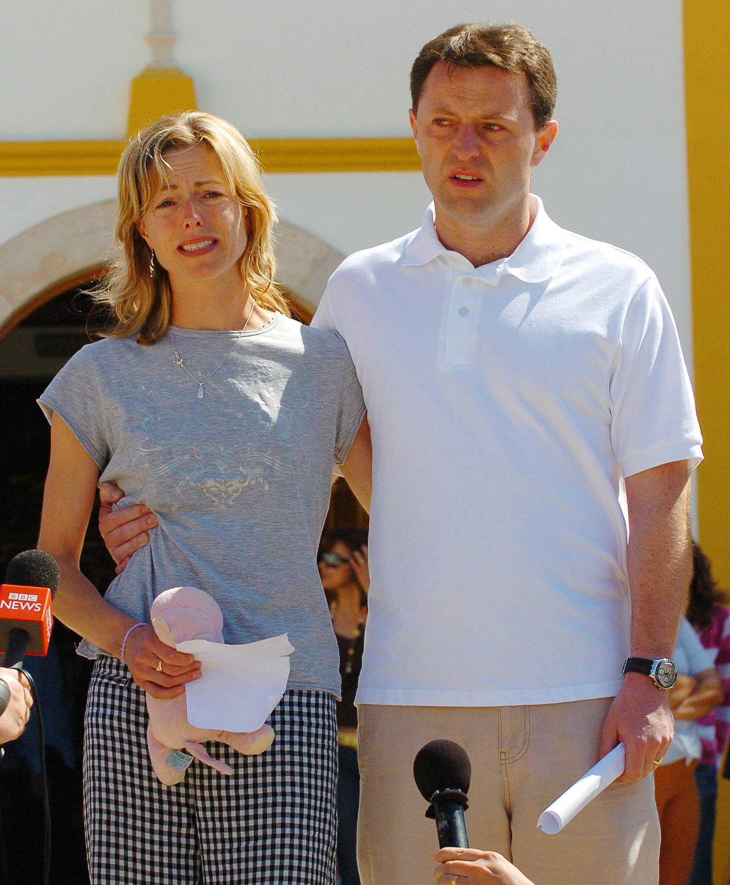 The McCanns holding Maddie's soft toy