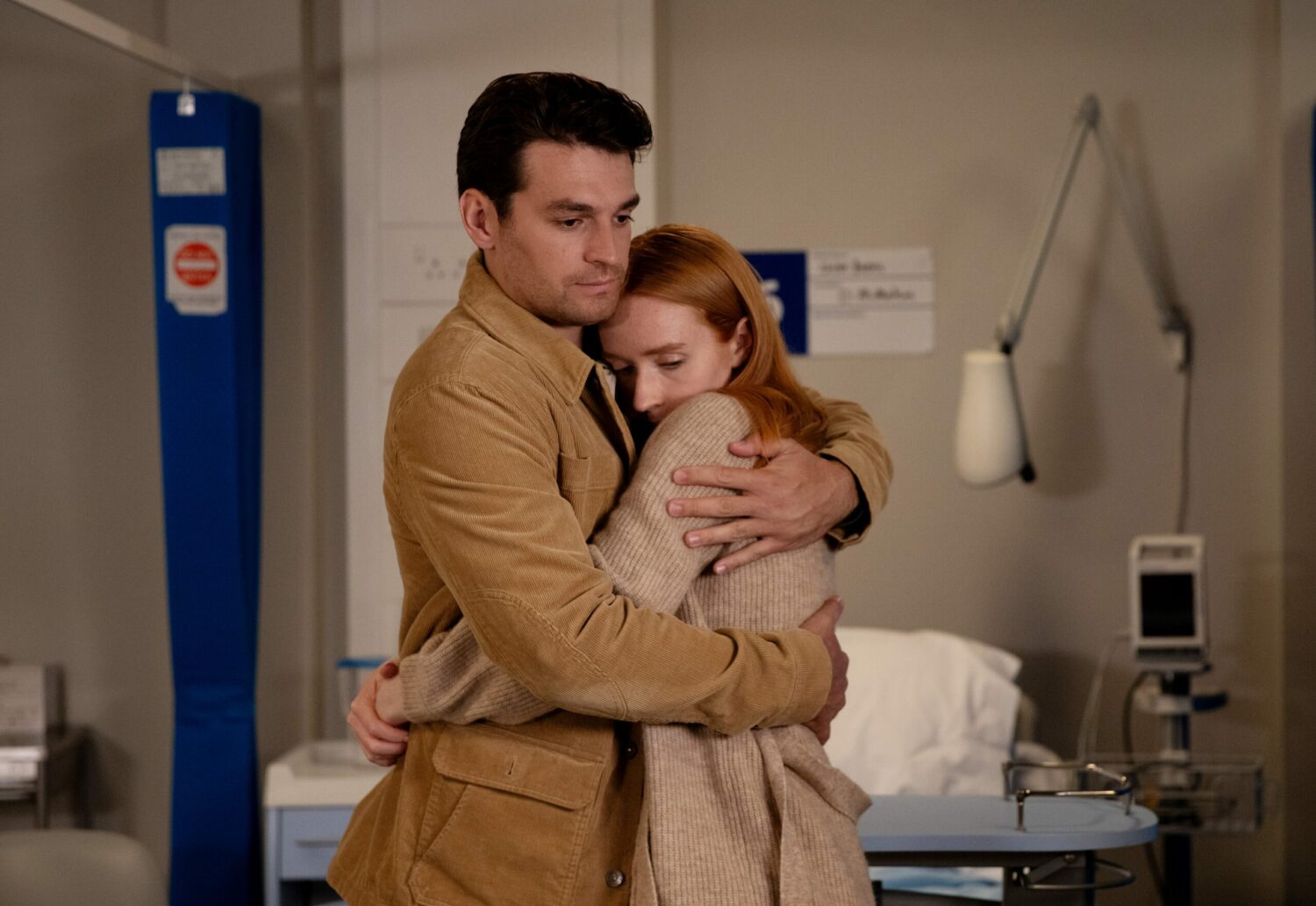 guilty Mack hugs Chloe in Emmerdale