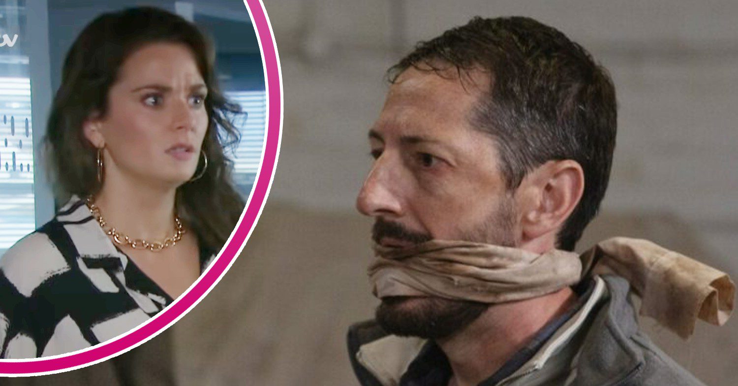 Emmerdale comp image: Craig in a gag with Ruth in a bubble