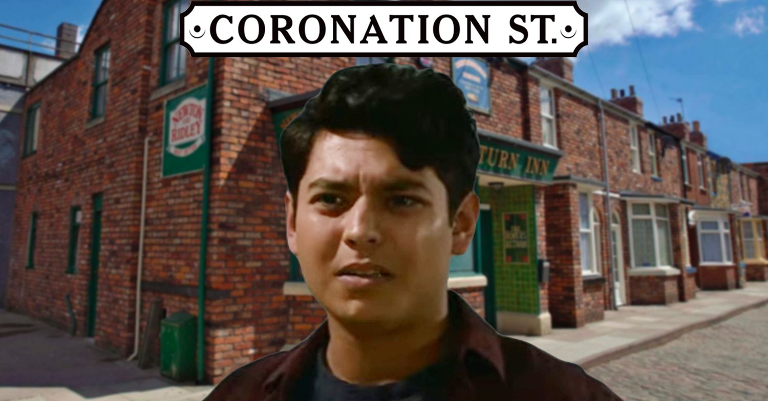 Coronation Street's Aadi, the Coronation Street logo and background of the Rovers