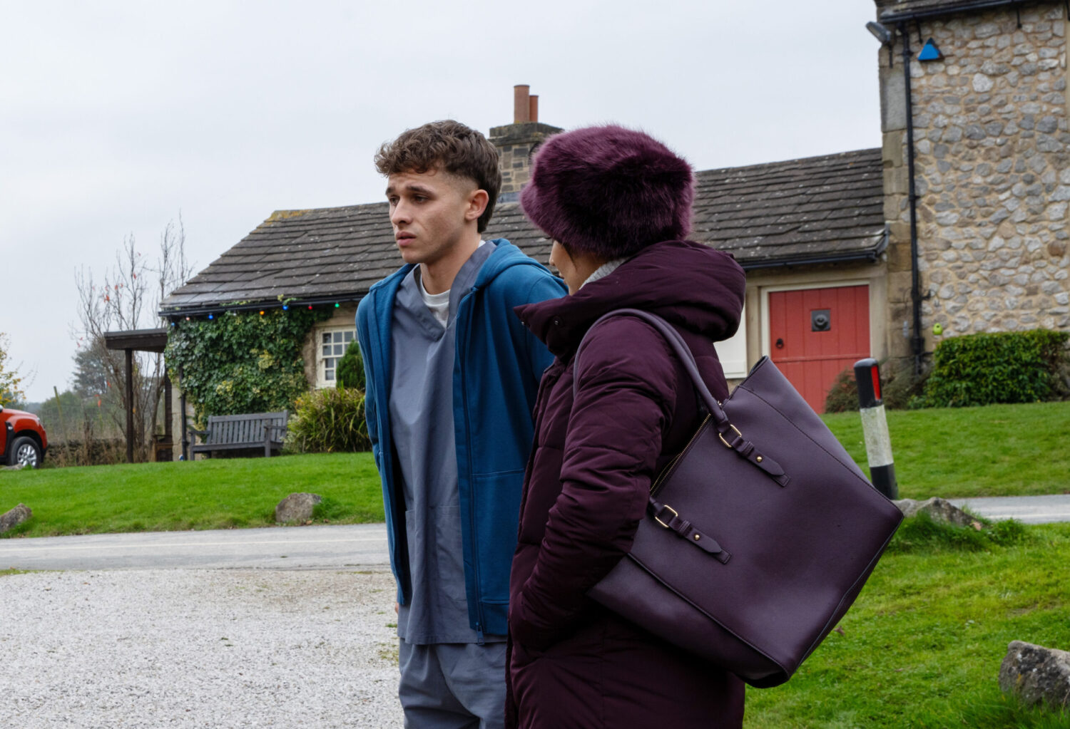 Jacob serious with Brenda outside