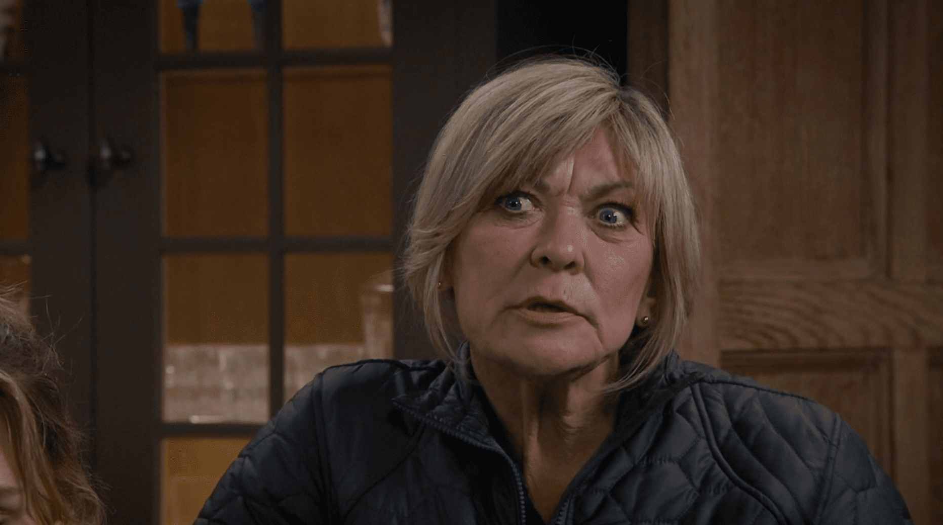 Kim Tate looks wide-eyed and confused at Home Farm