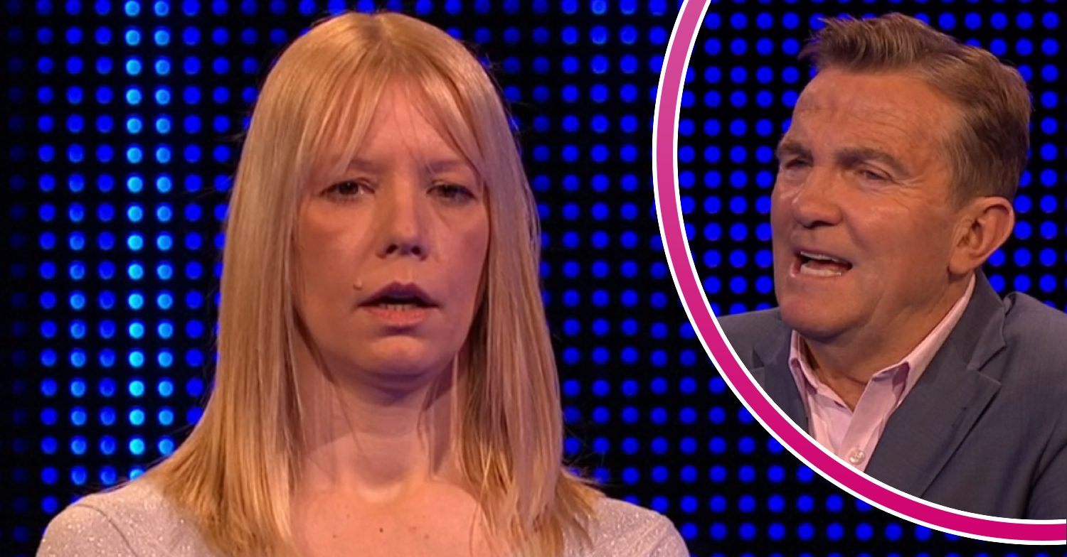 Jo on The Chase looking stunned / Bradley Walsh looking confused